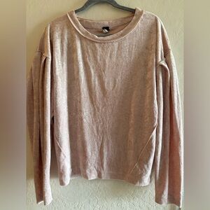 We the free, small, light pink crushed velvet long sleeve top
